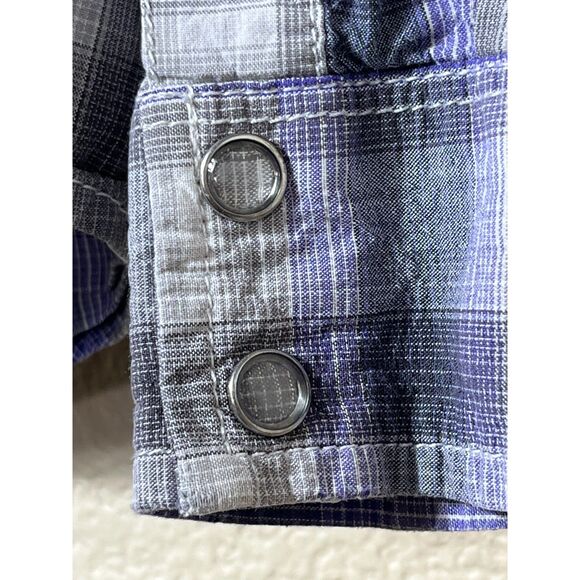 VANS Purple White Checkered Button Down Pearl Snap Western Shirt M Skater - Picture 4 of 11